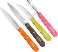 Asfasfq-Opinel - Coffret De 4 Couteaux De Cuisine Les Essentiels Fifties - N°112 Office, N°113 Cranté, N°114 Légumes, N°115 Éplucheur - Mandarine, Poivre, Tilleul, Rose