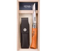 Asfasfq-Opinel - N°08 Carbone Et Étui Alpine - Couteau Pliant De Poche Carbone - Couteau De Poche - Coffret Bois Couteau - Lame Acier 8,5 Cm Et Manche En Bois