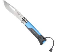 Asfasfq-Opinel - N°08 Couteau Outdoor Multifonction - Lame 8,5 Cm Acier Inox, Manche Polymère Et Fibre De Verre - Zone Crantée, Démanilleur, Sifflet - Anthracite-Bleu