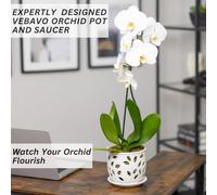 ASFASFq-Orchid Pot with Holes & Saucer Ceramic 5.25 in. Indoor Or Outdoor Large Pot for Orchid Care & Root Health with Precise Aeration & Drainage ¿ Durable for Repotting Or New Plants