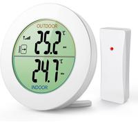 ASFASFq-ORIA Thermomètre Intérieur et Extérieur, Thermomètre sans Fil Numérique avec Capteurs Sonde, HD Écran LCD Détecteur de Température, Mémoire de Min/MAX, Tendance, ¿/¿,Alimenté par Batterie