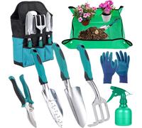 ASFASFq-Outils de Jardinage,8 Pièces Antirouille Outils Jardinage Contient Un Sac de Rangement,Multifonctionnel Outillage de Jardinage avec Poignée Antidérapante Ergonomique,Un Part Cadeau de Jardin
