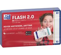 Asfasfq-Oxford Flash 2.0 Lot De 80 Fiches Flash Cards Format 7, 5 X 12, 5cm Fond Blanc Uni Recto/Verso - Cadre Bleu Marine - Fiches Bristol