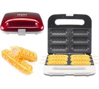 ASFASFq-P101CUD100 Gaufrier en Forme de Tablette-Machine a, Waffle Maker pour 6 Gaufres, Corn Dog en Quelques Minutes, Plaque recouverte d'un matériau Anti-adhésif, Rouge