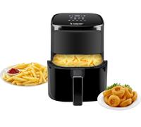ASFASFq-P101FRI051 Friteuse à air chaud, frite sans huile, 5 L, Display tactile, 8 programmes, réglable jusqu'à 200°C, minuterie 60 minutes, arrêt automatique, Noir