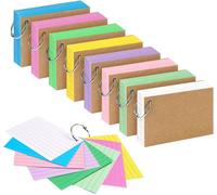 ASFASFq-Pack de 800 flashcards A8, 180 g/m² Cartes d'apprentissage 8 Couleurs lignées des Deux côtés, Cartes de vocabulaire, Cartes Flash colorées avec 10 Anneaux métalliques pour l'enregistrement d