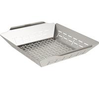 ASFASFq-Panier à griller deluxe - Grand (35 x 30cm), acier inoxydable, résiste à la chaleur, passe au lave-vaisselle, idéal pour les accompagnements, adapté à tous les types de barbecues - Argent (64