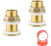 ASFASFq-Passe Paroi Multifonction, 2 Pièces Raccord Citerne Eau de Pluie, Raccord de Réservoir D'eau en Laiton avec Joint Silicone, pour Réservoir D'eau, Château D'eau, Pompe à Eau