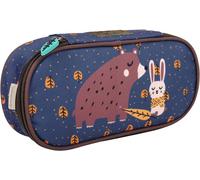 Asfasfq-Perletti Trousse Scolaire Enfant Fille Imprimé Ours Et Lapin - Etui À Crayon Bleu Fermeture À Glissière Unique Garcon - Trousse École Maternelle Primaire Pratique Résistant - 5x22x10 Cm (Ours