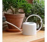 ASFASFq-Petit arrosoir d'intérieur de 1.1L en Acier galvanisé avec revêtement en Poudre de Couleur Craie pour Plantes d'intérieur Design Contemporain en métal avec Bec étroit et poignée Haute Argent