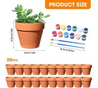 ASFASFq-Petits Pots en Terre Cuite,20 Pièces Mini Pots de Fleurs en Terre Cuite 4.5 X4 cm,Pot de Fleur Terre Cuite avec Peintures & Pinceaux,Réutilisable Pot Terre Cuite pour Succulent, Cactus