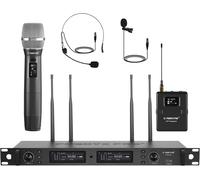 ASFASFq-Phenyx Pro Système de micro sans fil, La vraie diversité microphones sans fil avec main UHF/micro de poche/casque/lavalier, balayage automatique, 2x1000 canaux pour la scène et le studio (PTU