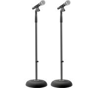 ASFASFq-Pied de Micro Universelle à Base Compact - Hauteur Réglable de 85 cm à 152 cm- Support de Micro avec Sol Robuste - Léger pour Studio avec Adaptateur de Microphone Standard - Paire