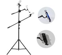 ASFASFq-Pied de microphone en métal avec 2 clips de microphone et support de tablette réglable en hauteur de 90 à 210 cm avec trépied