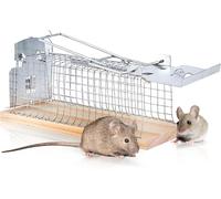 ASFASFq-Piège Vivant Cage à Souris - en Bois et Métal - Capture et Libération des Souris - Amical + Réutilisable - Intérieur/Extérieur - 1 Piège