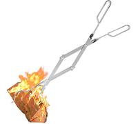 ASFASFq-Pince de cheminée en acier inoxydable de 66 cm pour foyer, accessoire pour extérieur et intérieur, camping, barbecue - Argenté