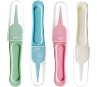 Asfasfq-Pinces À Épiler,4 Pcs Sécurité Pour Bébé Brucelles,Pinces De Nettoyage Du Nez,Bébé Nez Pinces,Plastique À Tête Ronde Pour Nettoyage Nasal