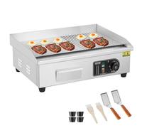 ASFASFq-Plancha Électrique 3200 W, Plaque à Snacker Commerciale, Plaque de Cuisson avec Surface Antiadhésive Plate et Rainurée, Température Réglable 50-300 °C, pour Barbecue, Restaurant, Snack-Bar