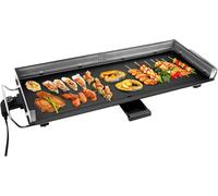 ASFASFq-Plancha Électrique XXL 2400W-Grill électrique avec pare-éclaboussures en acier inoxydable & Thermostat réglable - Revêtement antiadhésif,Pour intérieur & exterieur,Extra Large (90x33cm)
