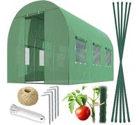 ASFASFq-Plonos Serre Tunnel avec Cadre en Acier - avec Support pour Plantes - 2 x 3,5 x 2 m - 7 m² - Vert