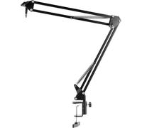 ASFASFq-Plugger Studio Podcast Arm Support de Suspension Microphone réglable, Perche ciseaux Microphone Bras articulé Noir pour Podcast Streaming Broadcast Gaming Radio. Adaptateur fileté 3/8"" ¿ 5/8