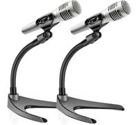 ASFASFq-PMKS8X2 Lot de 2 pieds de microphone de bureau universels réglables ¿ Support de micro à profil bas avec support flexible en col de cygne de 20,6 cm et base en forme de U ¿ Dessus de table,