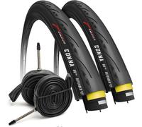 Asfasfq-Pneu Velo Route 700x23c - Paire Pneus 23-622 Protection Antiponcture Anti-Crevaison 1mm, 60tpi Avec 2x Chambre À Air 700x23c Presta - Pour Route Courses Tournée Vélo Bici Un Paquet De 2 Conna