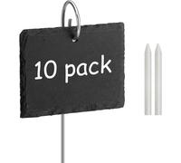 ASFASFq-Poeland Lot de 10 panneaux de plantation en ardoise - Résistant aux intempéries - Réutilisable - En ardoise - Avec tige en métal