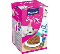 Asfasfq-Poésie Création, Finest Selection, Pâtée Humide Pour Chats, Gelée Au Saumon Et Épinards, Avec Gibier Et Canneberge En Gelée, Sans Sucre Ajouté Ni Céréales (1 Paquet 6x 85g)