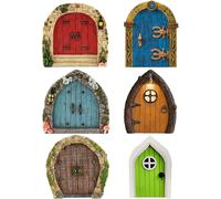 ASFASFq-Porte De Jardin Miniature 6 Pièces, Porte Féerique, Mini Porte Décorative De Jardin, Porte Décorative Extérieure en Bois, Porte Décorative De Plantes en Pot, Mini Porte De Jardin Féerique
