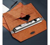 ASFASFq-Porte-documents en cuir synthétique imperméable avec 2 poches, format A4 avec fermeture à bouton-pression magnétique (marron)