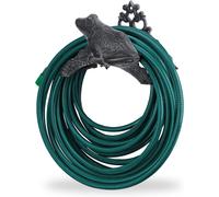 ASFASFq-Porte Tuyau grenouille, support tuyau de jardin mural, enrouleur nostalgique, fonte, HLP : 19x27x17 cm, gris