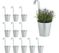 Asfasfq-Pot De Fleur Suspendu, Lot De 12, Suspension Plantes, En Métal, Hxlxp: 30 X 13 X 20 Cm, Galvanisé, Argenté