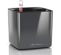 Asfasfq-Pot De Fleurs D'interieur ¿ Cube Glossy ¿ Réserve D'eau Intégrée ¿ Coloris Anthracite ¿ 14 X 14 X 14 Cm