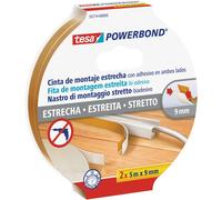 ASFASFq-Powerbond ¿ Pack de 2 bandes adhésives double face étroites (5 m x 9 mm)