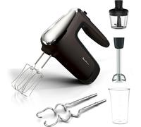 ASFASFq-Powermix Silence Batteur, 600 W, Technologie silencieuse, Variateur de vitesse, Fonction turbo, 2 fouets, 2 crochets pétrisseurs, Pied mixeur en acier inoxydable, Mini hachoir HM653910