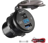 Asfasfq-Prise De Chargeur Usb 12v/24v, Chargeur De Voiture Quick Charge 3.0 Prise Intégrée Adaptateur Étanche Avec Interrupteur Led Voltmètre Affichage De La Tension Pour Moto Bateau Camion Caravane