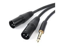 ASFASFq-Profession 6.35mm (1/4 pouces) prise mâle TRS vers 2 double microphone mâle XLR adaptateur de convertisseur audio stéréo symétrique Y Splitte câble cordon ¿5FT / 1.5M