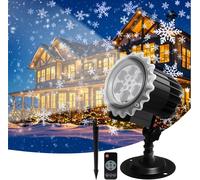 ASFASFq-Projecteur Noel Exterieur, Led Projecteur de Flocon de Neige de Noël Étanche IP44, Lumières de Projecteur Led Effet Chute de Neige Décoration pour Noël, Intérieur, Extérieur, Fête, Mariage