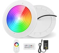 ASFASFq-Projecteur Piscine LED Remplie de Résine, 32W Lampe Piscine Extra-Plats RGB Multicolore Synchroniseur Externe avec Télécommande, IP68 étanche, 24V DC, Dimmable, Montage en Surface