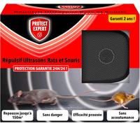 ASFASFq-PROTECT EXPERT Ultrason Rats & Souris - Répulsif Anti Rats et Souris - sans Accoutumance - Repousse jusqu'à 150 m2 - Protection Garantie 24h/24, Noir