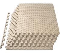 Asfasfq-Puzzle Exercise Mat ¿ In, Eva Interlocking Foam Floor Tiles For Home Gym, Mat For Home Workout Equipment, Floor Padding For Kids, Cream, 24 In X 24 In X ¿ In, 24 Sq Ft - 6 Tiles