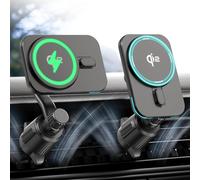 Asfasfq-Qi2-Certifié15w Support Telephone Voiture Induction, Rapide Chargeur Magsafe Rotation À 360° Fonction De Charge, Fil Grille D'aération Magnétique Voiture Sans Pour Iphone 16/15/14/13/12 Serie