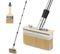 ASFASFq-Qivine 150cm Deck Stain Brush, Balai Brosse Sol avec Poteau en Acier Inoxydable à 5 Sections, Brosse pour Terrasse avec Pinceau à Bois pour Les Patios, Les Hangars et Les ClôTures