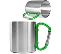 Asfasfq-Quart À Boire, Tasse De Camping, Compacte Et Légère, 200 Ml, Poignée Vissée En Mousqueton Vert En Acier Inoxydable, Pour La Randonnée, Le Trekking, Le Travail