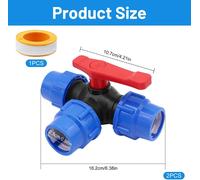 ASFASFq-Raccord PP, vanne à boisseau sphérique 3 voies en T avec poignée, connecteur 3 voies pour tuyau PE 25mm, compatible Gardena, vanne à boisseau sphérique pour tuyau PE