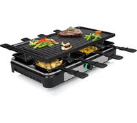 ASFASFq-Raclette - 8 personnes - Surface de cuisson 42 x 23 cm - Thermostat réglable avec anneau lumineux - 1400 W - Noir - RA-2746