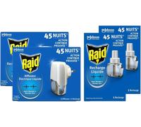 ASFASFq-Raid Diffuseur Électrique Liquide - Répulsif Moustiques et Moustiques Tigres 45 Nuits - Sans Parfum Ajouté - 2 Diffuseurs + 4 Recharges