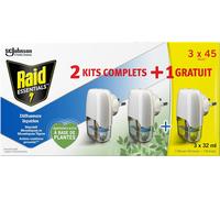 Asfasfq-Raid Essentials Diffuseurs Électriques Liquides Répulsifs Moustiques, Diffuseurs + Recharges, 2 + 1, 45 Nuits, 3 X 32 Ml