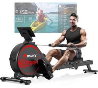 Asfasfq-Rameur Musculation D'appartement, 16 Niveaux De Résistance Rameur Magnétique, Glissières Doubles Améliorées, Ultra Silencieux, App-Compatible, Lcd-Datenanzeige, Capacité De Poids Jusqu'à 160